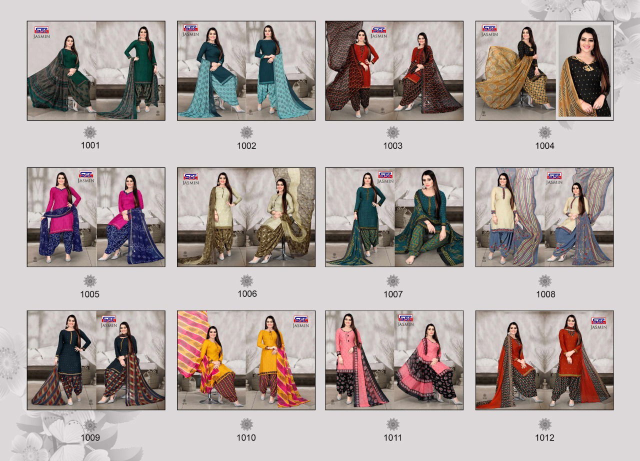 Ssc Jasmin 18 Printed Regular Wear Cotton Printed Dress Material Collection
